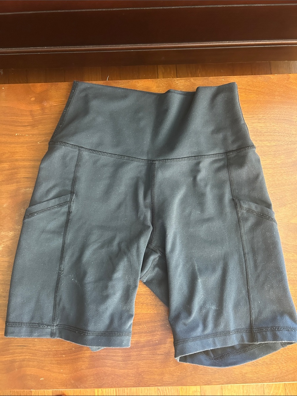 aerie Black High-Rise Bike Shorts with Side Pockets